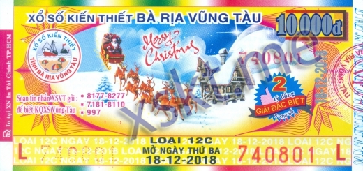 Mẫu vé sô xổ số Vũng Tàu ngày 18/12/2018