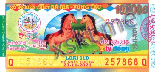 Mẫu vé sô xổ số Vũng Tàu ngày 23/11/2021