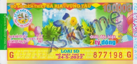 Mẫu vé sô xổ số Vũng Tàu ngày 24/5/2022