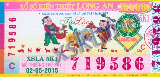 Mẫu vé sô xổ số Long An ngày 2/5/2015