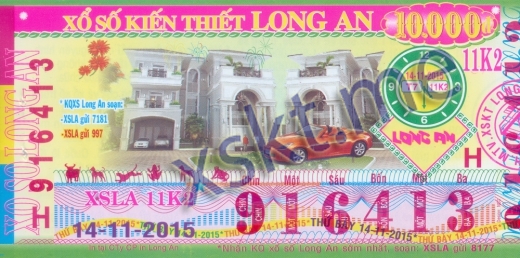 Mẫu vé sô xổ số Long An ngày 14/11/2015
